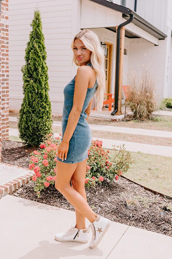 Block Street Party Mineral Wash Mini Dress in Teal Product Image