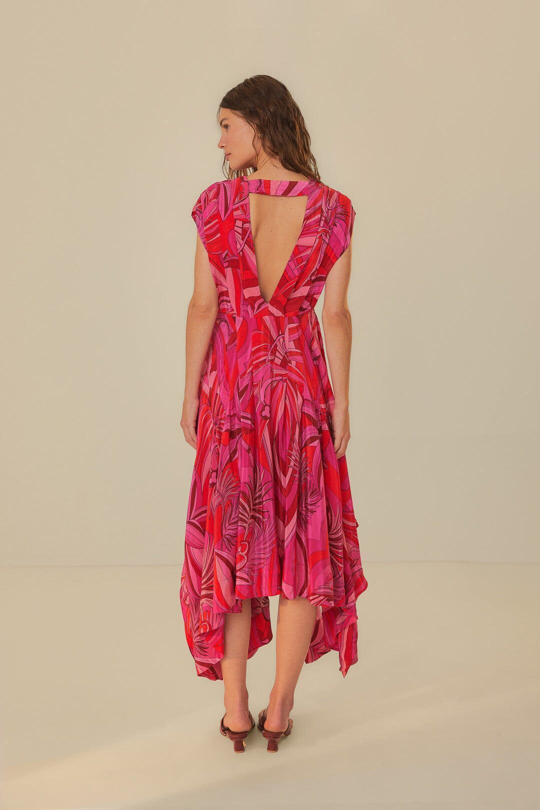 Red Endless Summer V Neck Midi Dress Product Image