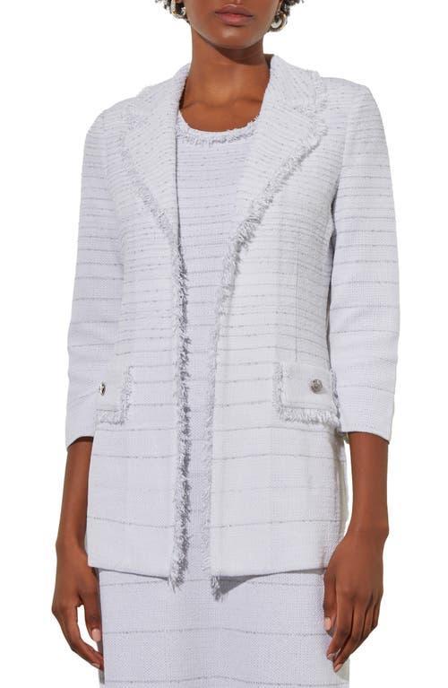 Plus Size Notch Collar Jacket - Stripe Shimmer Knit Product Image