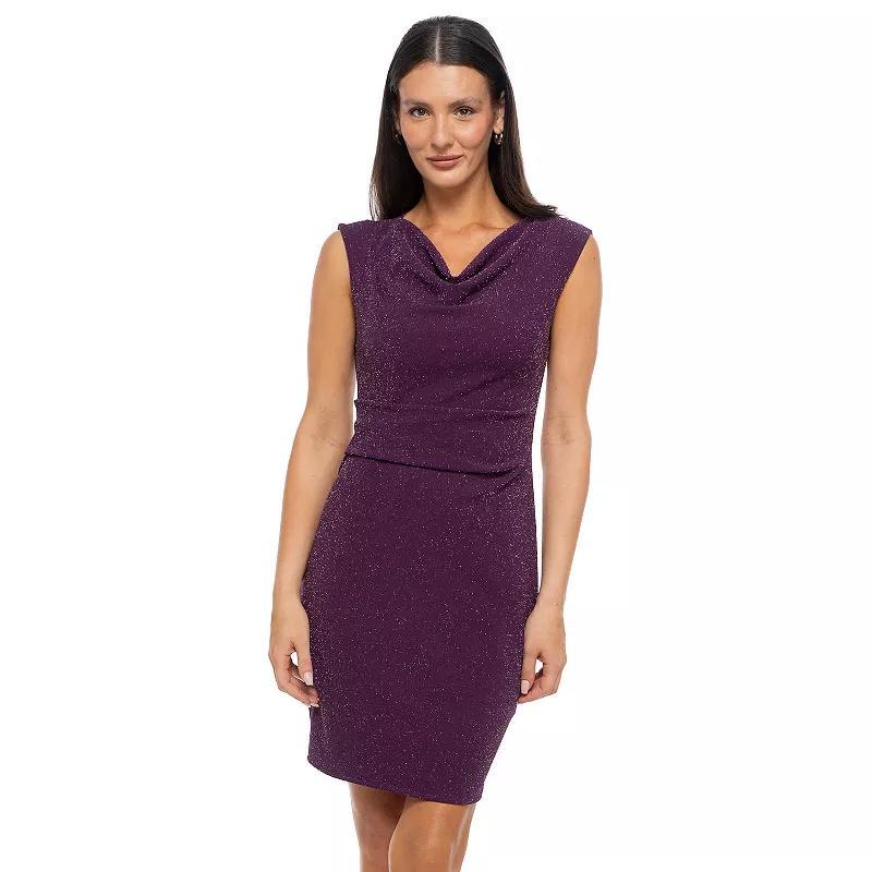 Womens Tash + Sophie Cowlneck Shirred Dress Purple Product Image