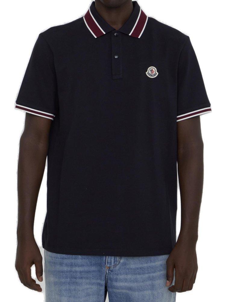 MONCLER Logo Patch Polo Shirt In Navy Product Image