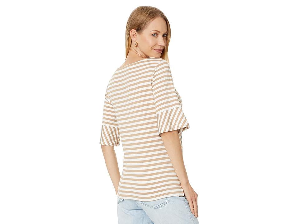 Tommy Hilfiger Striped Top With Flare Sleeve (Tannin Multi) Women's Clothing Product Image