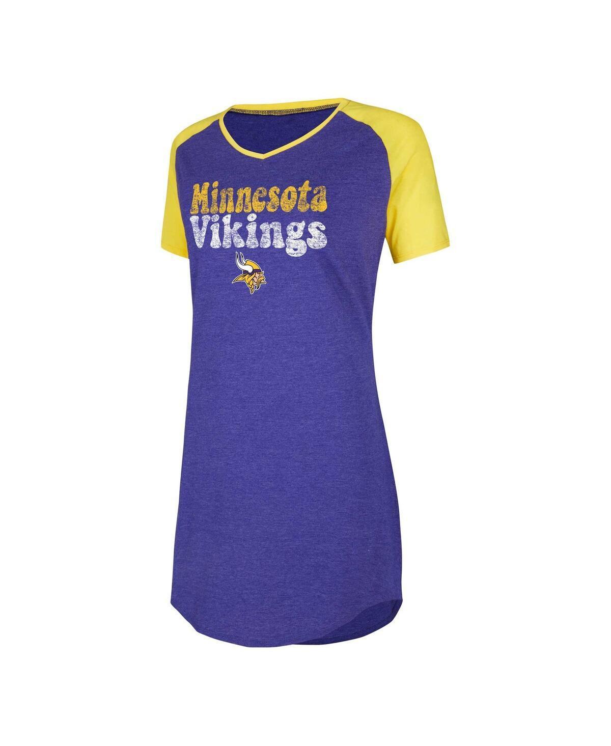 Womens Concepts Sport /Gold Minnesota Vikings Raglan V-Neck Nightshirt Product Image