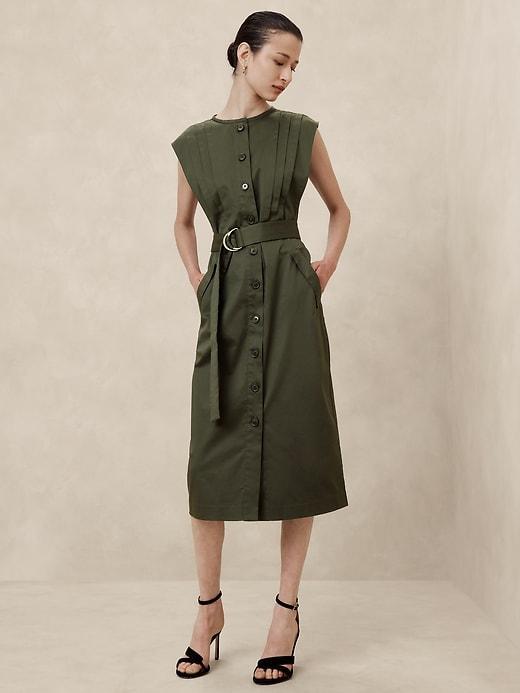 Sateen Knee-Length Shirtdress Product Image