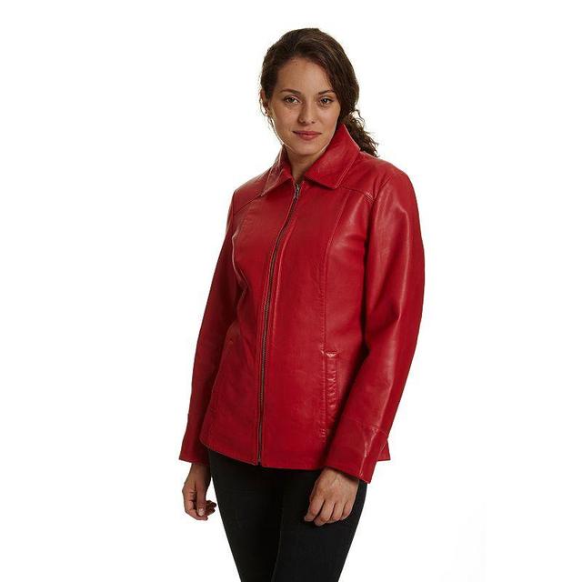 Womens Excelled Leather Scuba Jacket Red Product Image