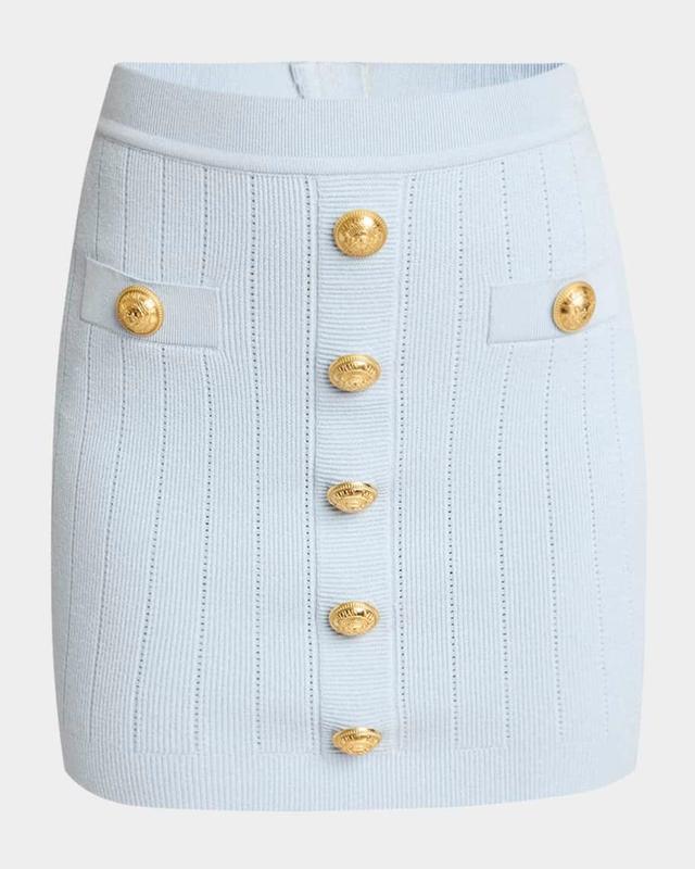 2-Pockets Button-Front Rib Mini Skirt Product Image