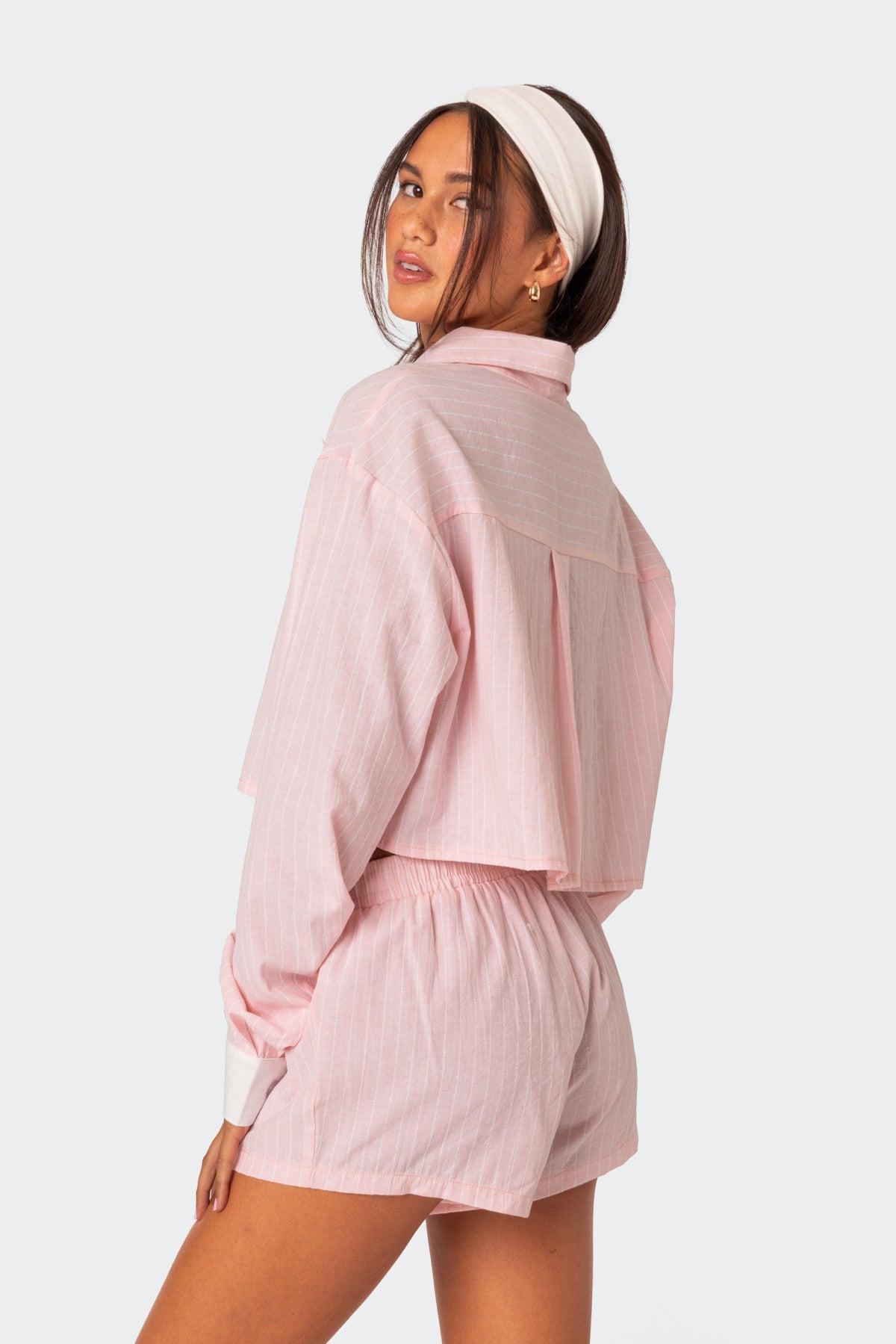 Lea Cropped Button Up Shirt Product Image