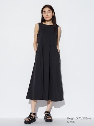 Womens Ultra Stretch Airism Sleeveless Dress with Quick-Drying Black XL UNIQLO US Product Image