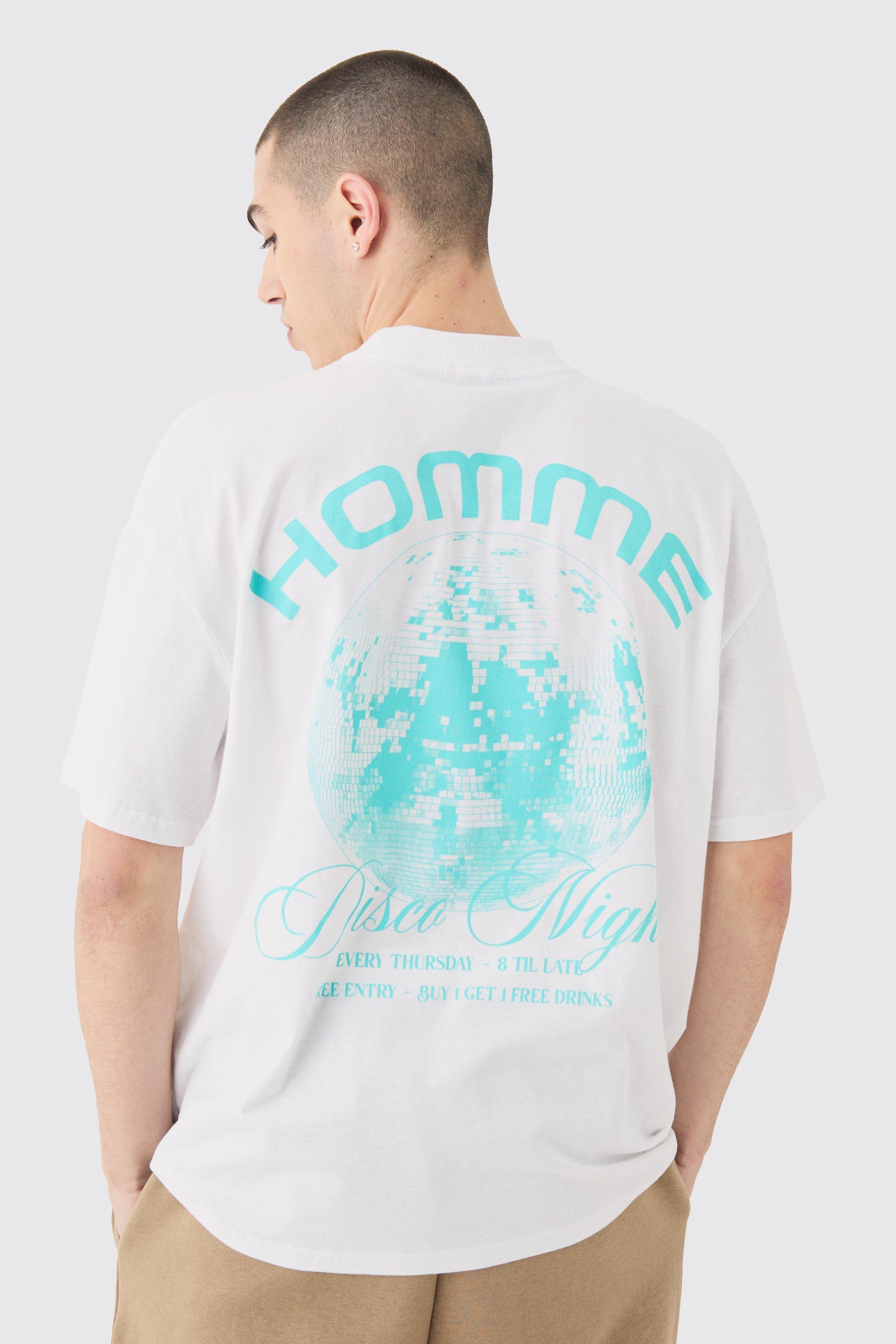 Oversized Homme Disco Print T-shirt | boohooMAN USA Product Image