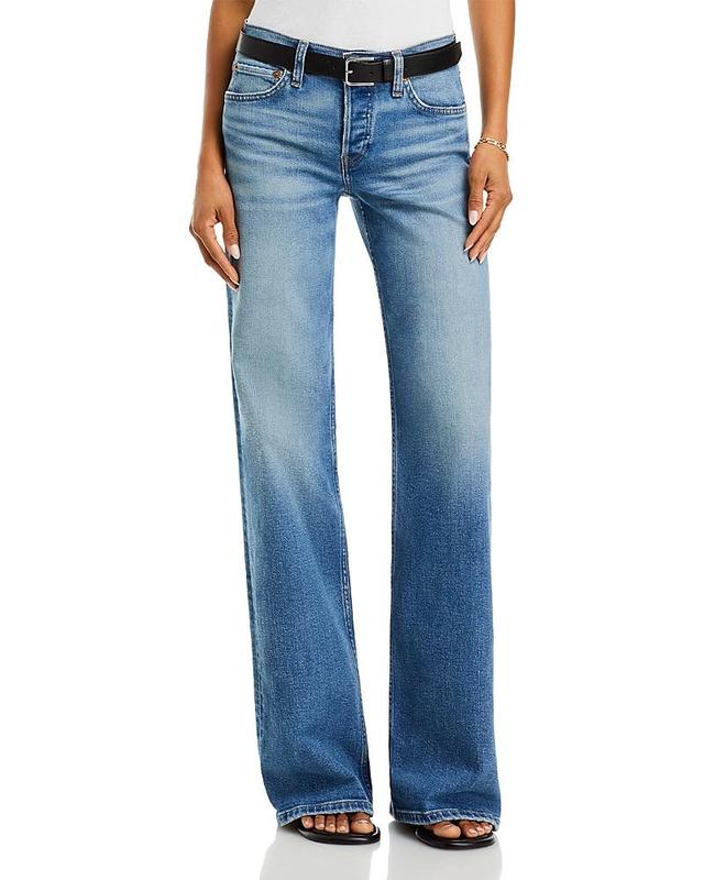 Womens Mid-Rise Stretch Wide-Leg Jeans Product Image