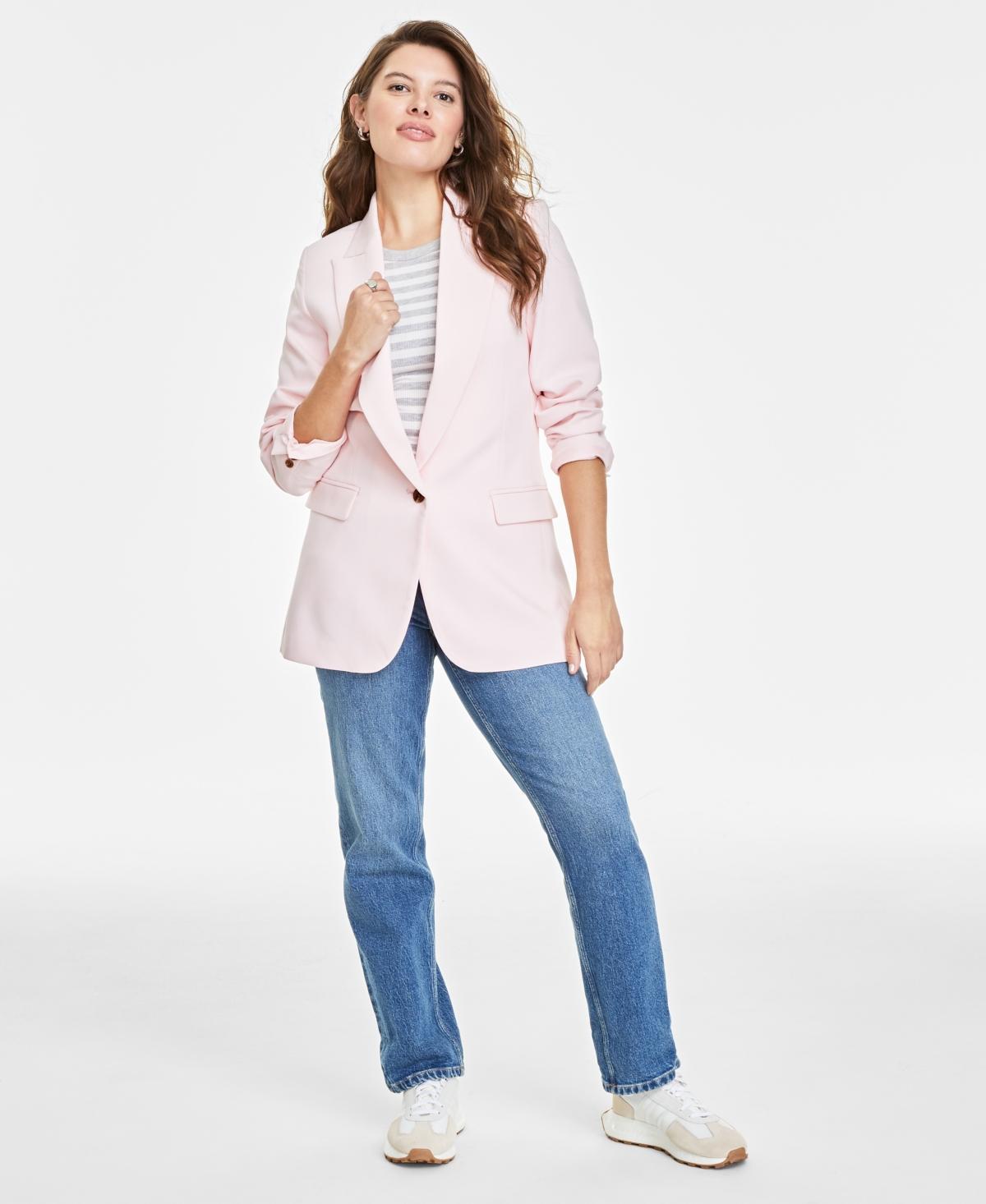 On 34th Womens Solid One-Button Boyfriend Blazer, Created for Macys Product Image