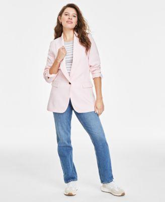 On 34th Womens Solid One-Button Boyfriend Blazer, Created for Macys Product Image