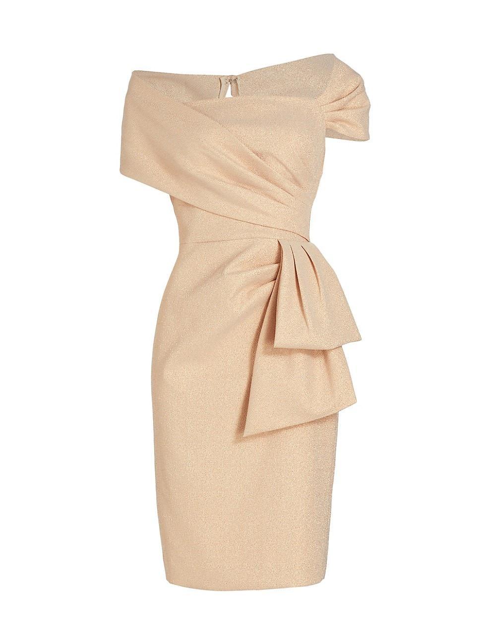 Womens Metallic Jacquard Bow Sheath Dress Product Image