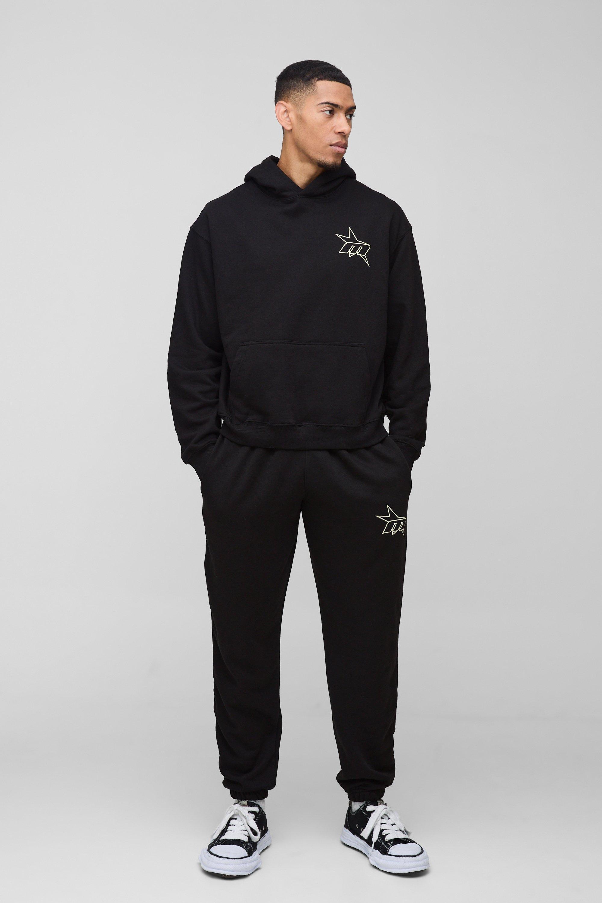 Oversized Boxy M Star Printed Tracksuit | boohooMAN USA Product Image