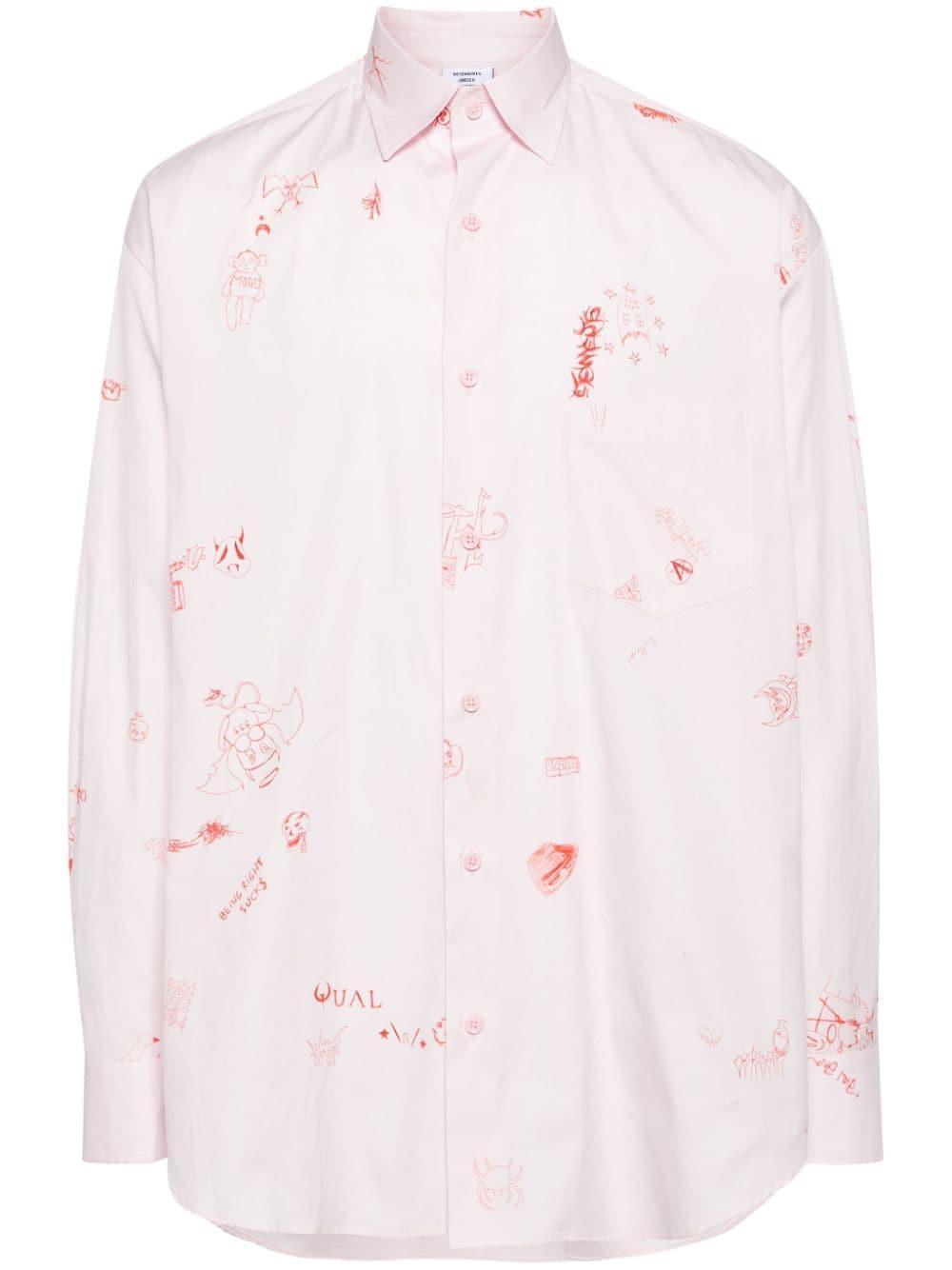 Printed Long-sleeve Shirt In Pink Product Image