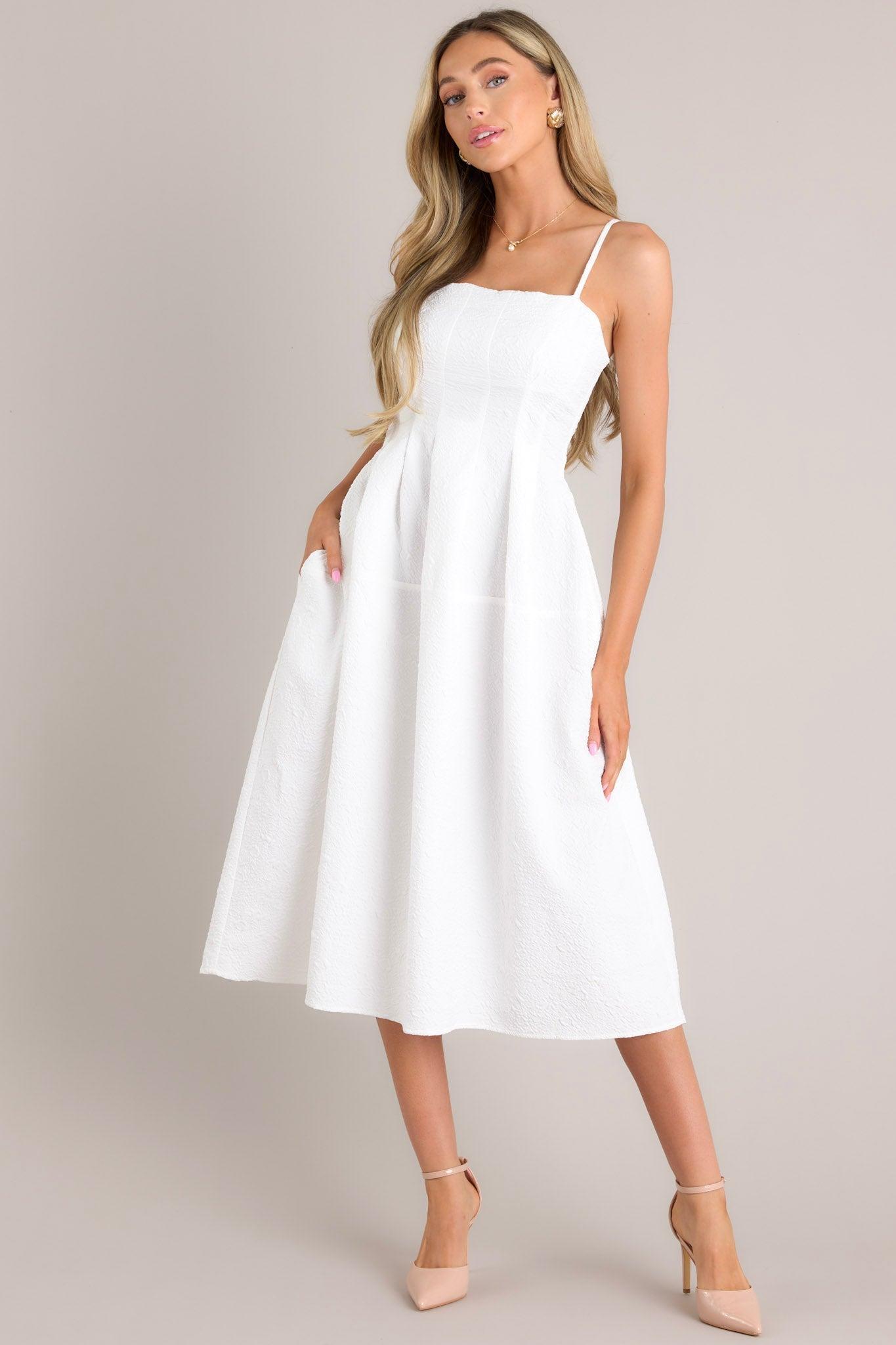 Midnight Melodies White Midi Dress Product Image