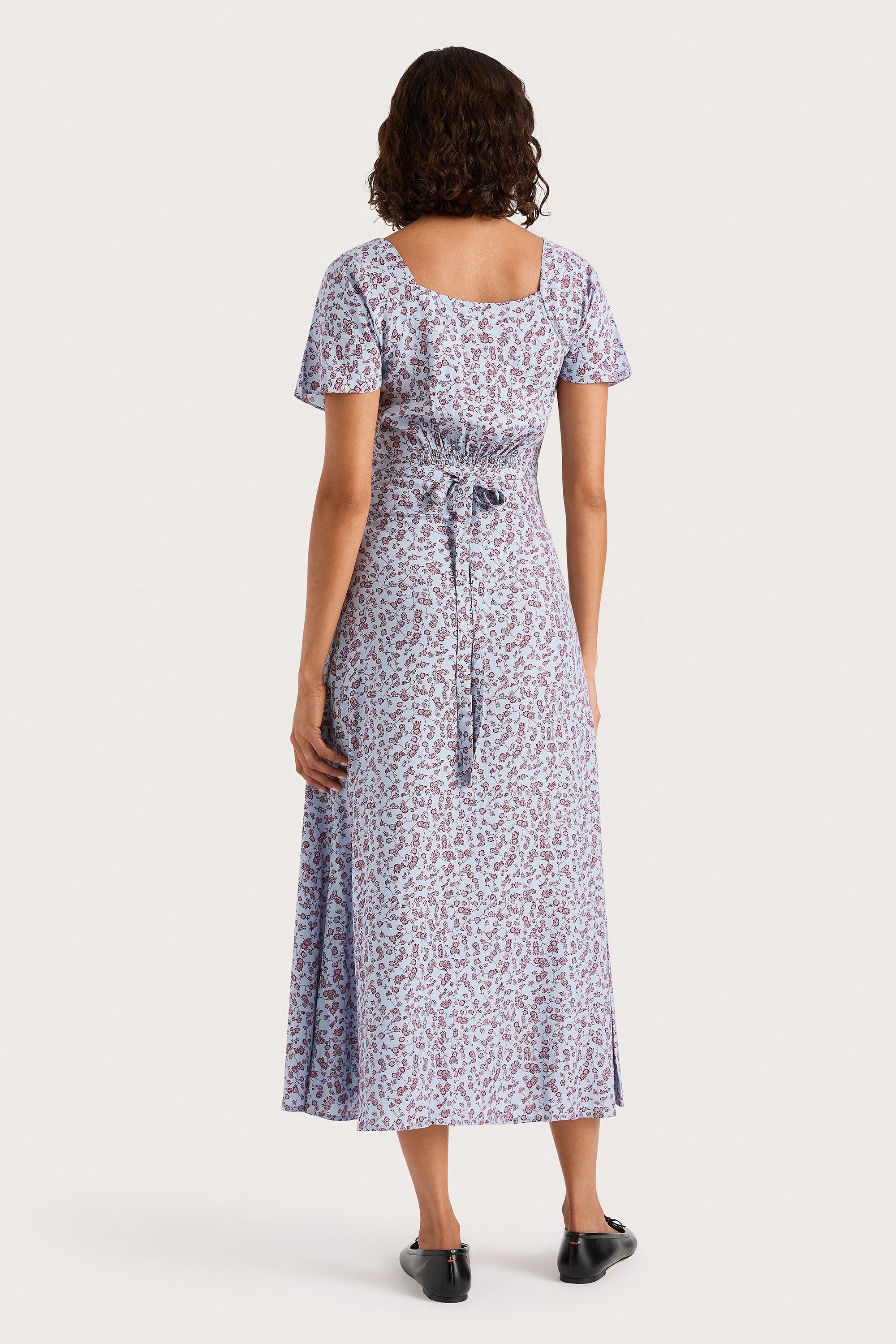 Aurelia Midi Dress Amaryllis Floral Blue Product Image