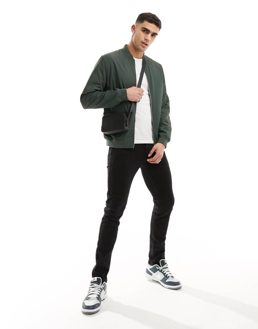 ASOS DESIGN lightweight bomber jacket in green Product Image