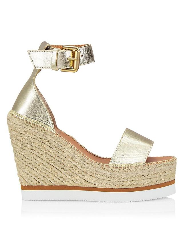 Womens Glyn Metallic Leather Espadrille Wedges Product Image