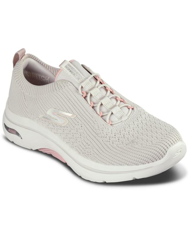 Skechers Womens Go Walk Arch Fit- Crystal Waves Walking Sneakers from Finish Line - Taupe Product Image