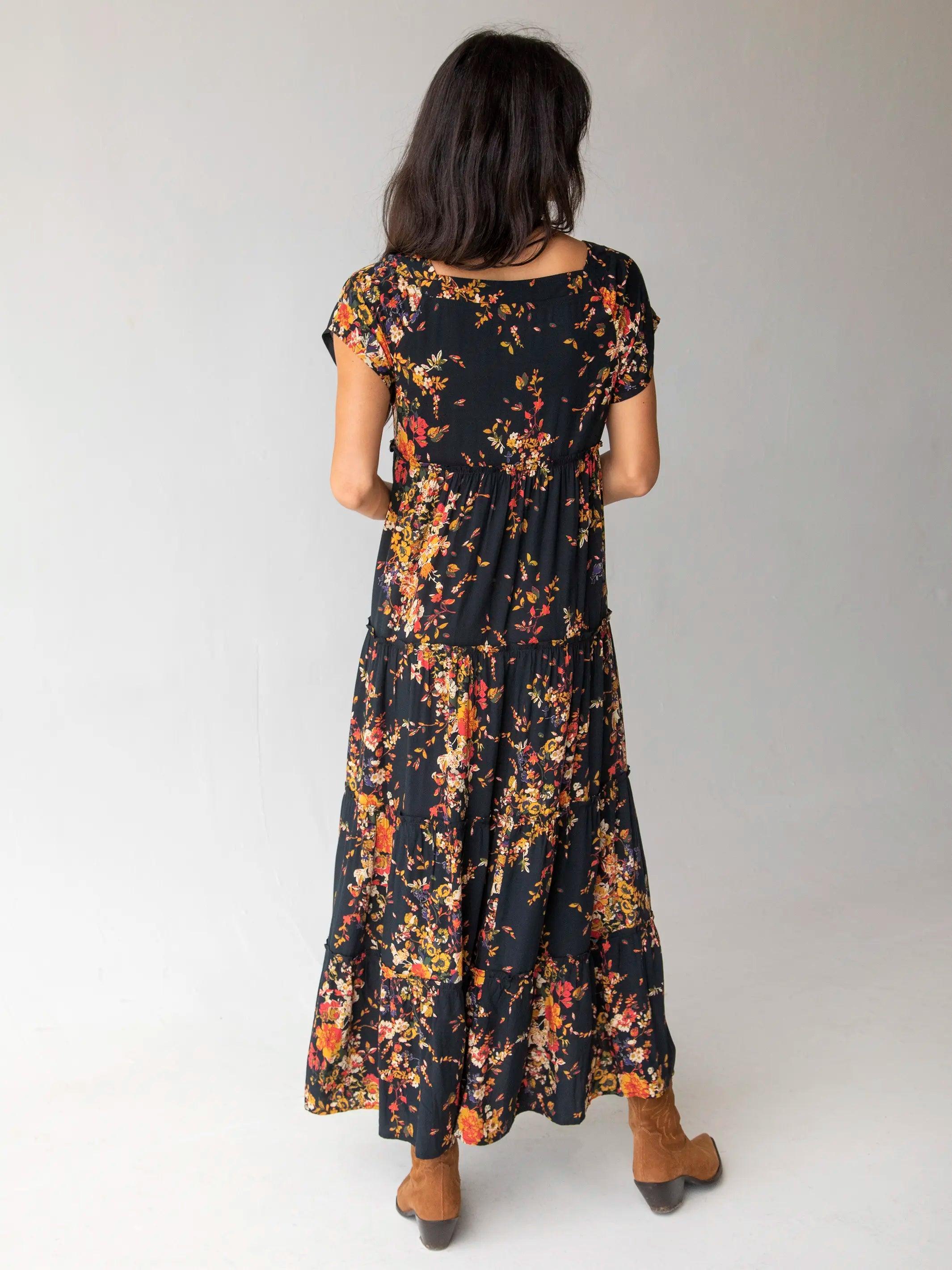 Berkley Maxi Dress - Navy Red Bouquets Product Image