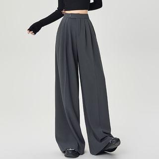 High Waist Plain Wide Leg Pants Product Image