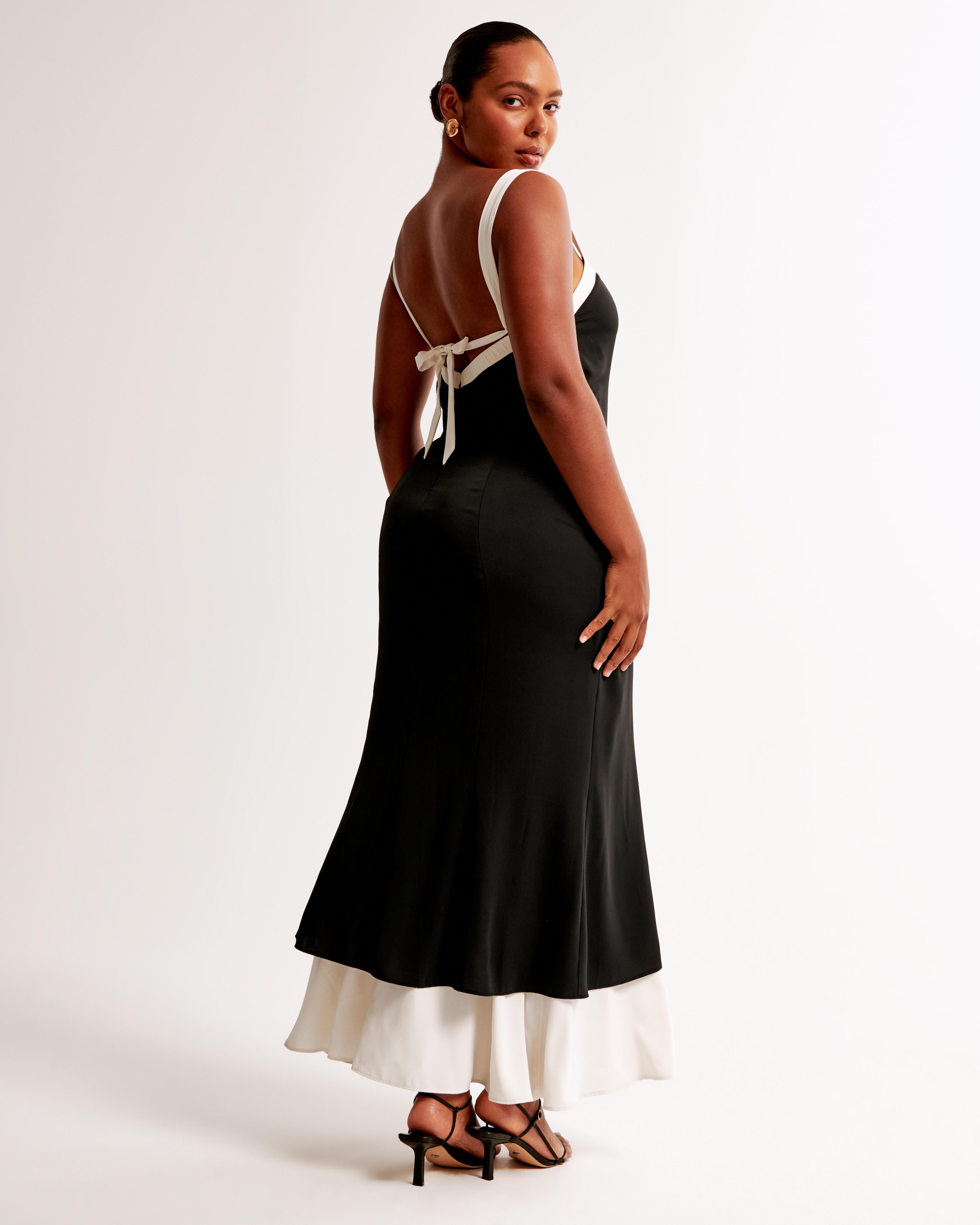 Contrast Tie-Back Maxi Dress Product Image