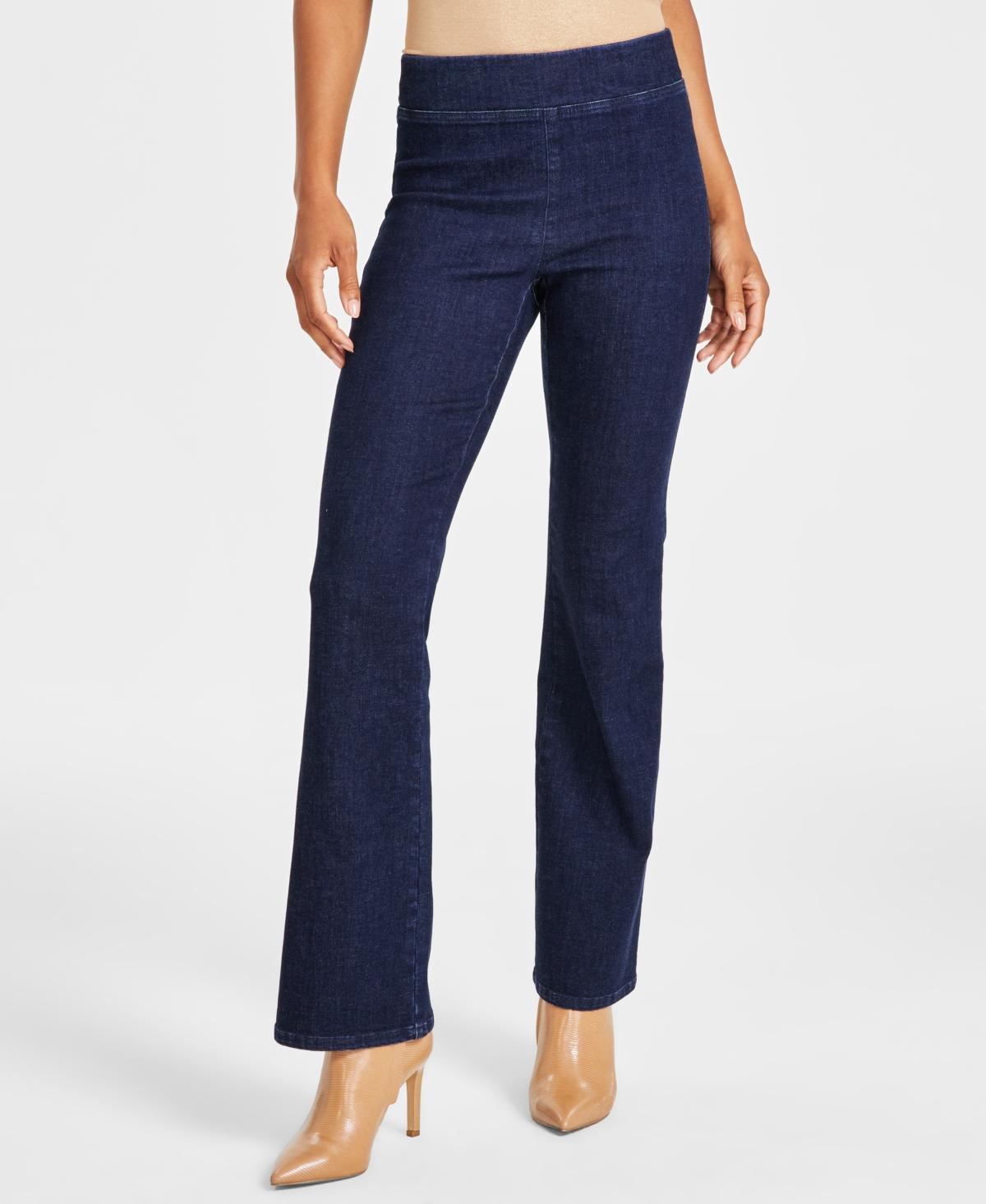 Anne Klein Womens High-Rise Pull-On Flare-Leg Jeans Product Image