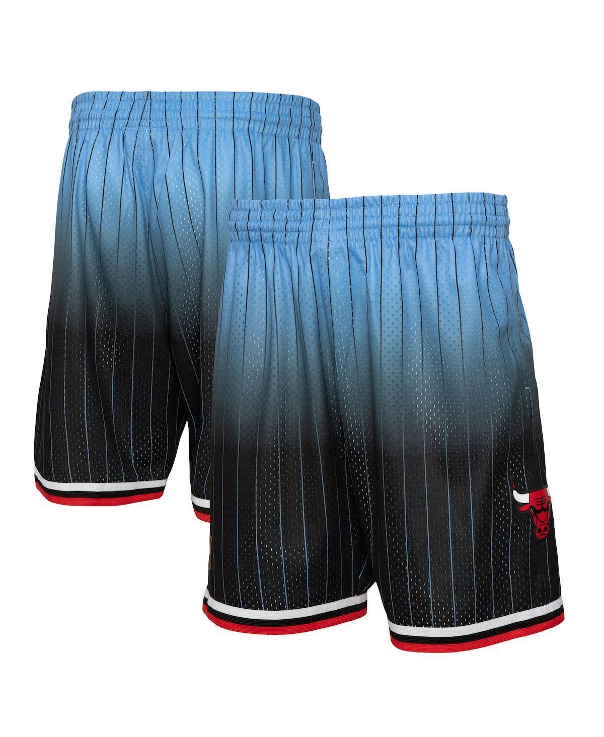 Mens Mitchell & Ness Black and Light Blue Chicago Bulls 1995/96 Hardwood Classics Fadeaway Reload 3.0 Swingman Shorts - Black Product Image