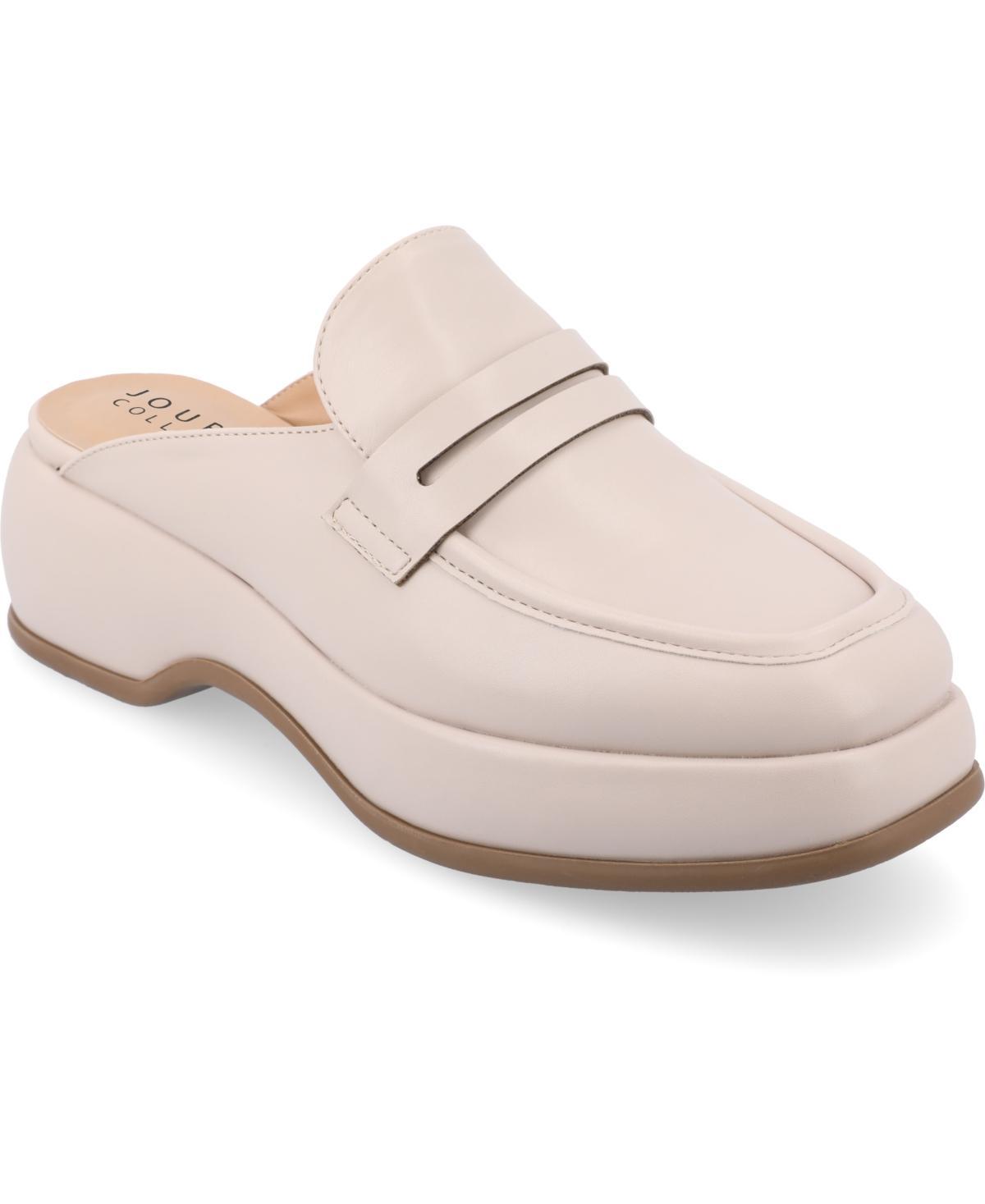 Womens Journee Collection Tru Comfort Foam Antonina Slip On Mule Platform Flats Ivory Product Image