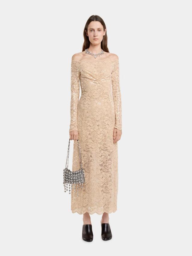 LONG DRESS IN SEQUIN-EMBROIDERED LACE Product Image