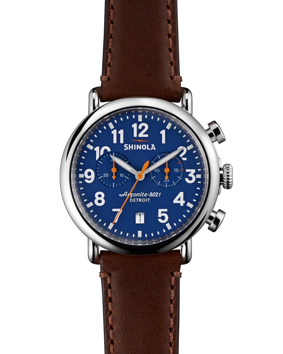 Mens 41mm Runwell Chrono Watch, Dark Brown/Blue Product Image