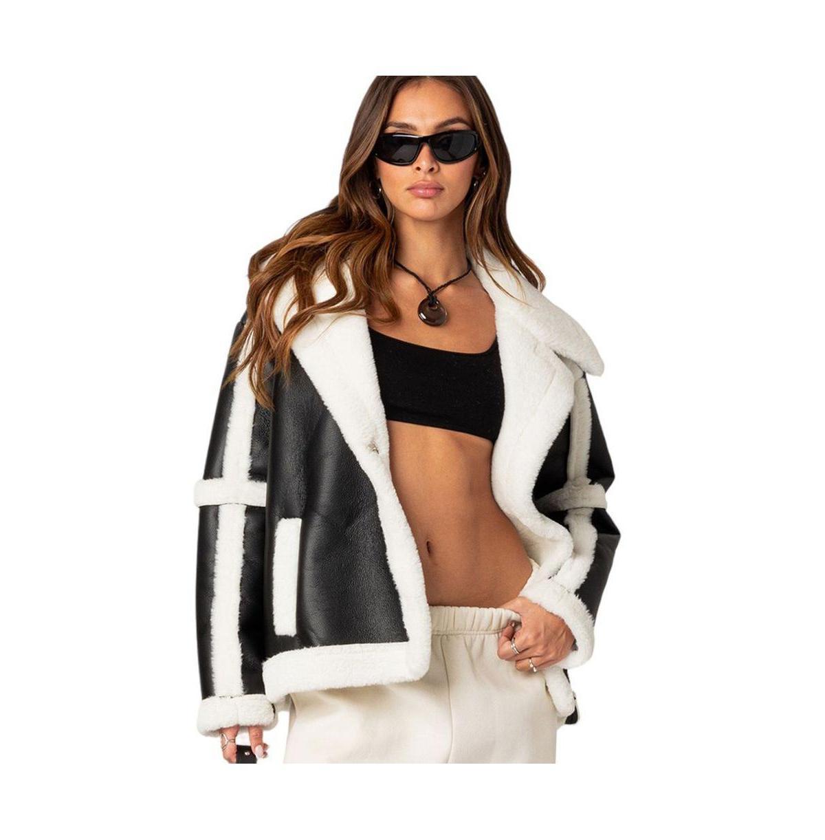 Womens Rocki oversized shearling jacket Product Image