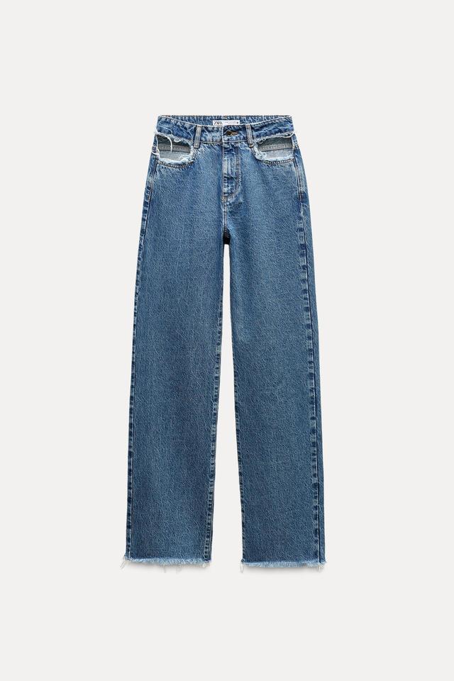 Z1975 MID RISE RIPPED CUT OUT STRAIGHT LEG JEANS Product Image