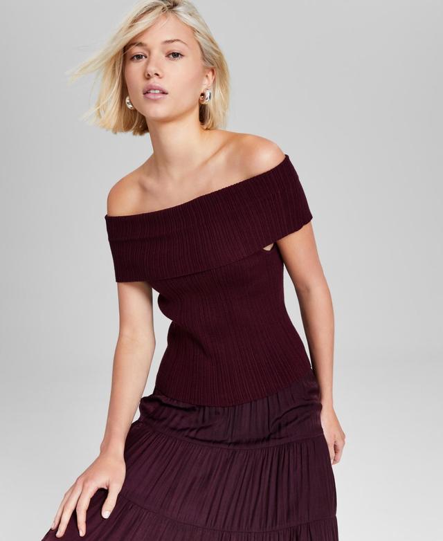 And Now This Womens Off-The-Shoulder Ribbed Knit Top, Created for Macys Product Image