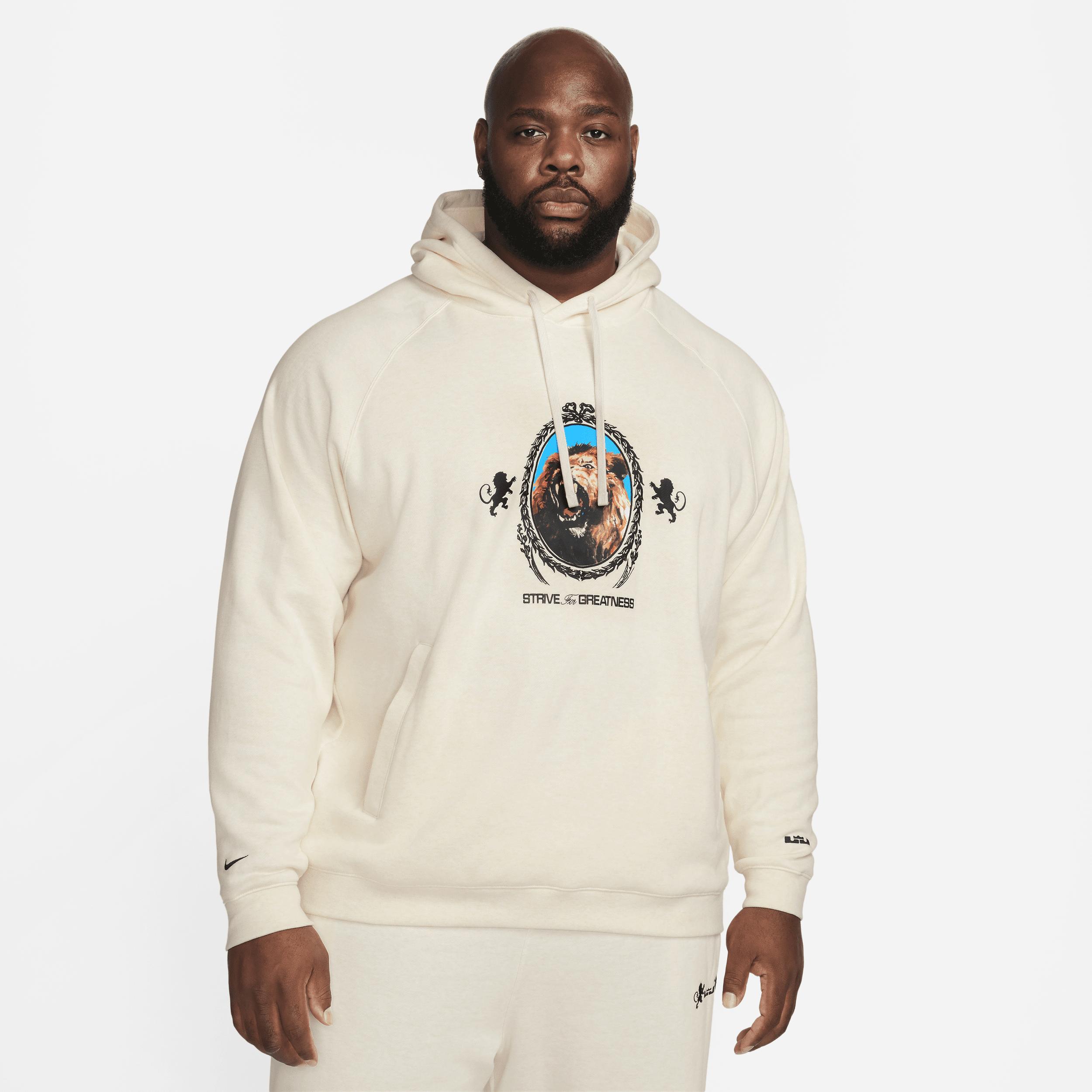 Nike Mens Nike LBJ Brushed Pullover Hoodie - Mens Phantom Heather/Black Product Image