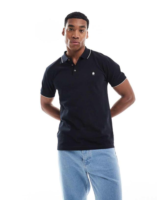 French Connection single tipped polo in navy Product Image