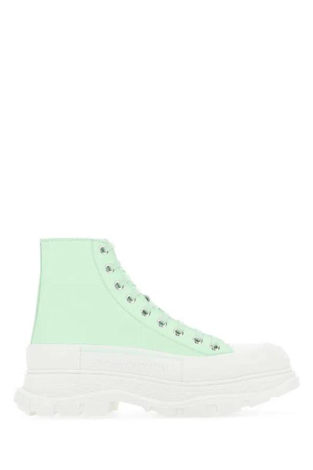 Sea Green Leather Tread Slick Sneakers Product Image