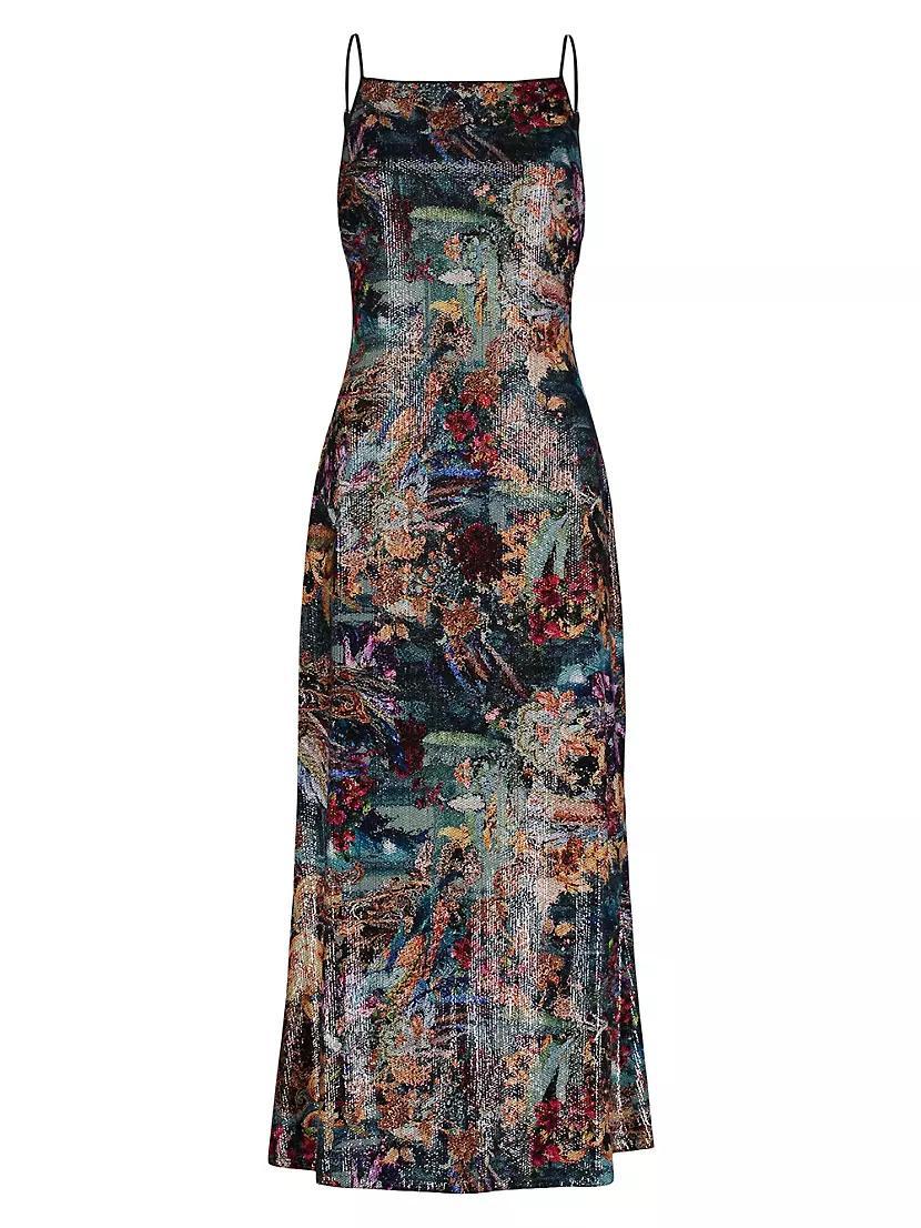 Jolie Floral Sequin Sleeveless Midi-Dress Product Image