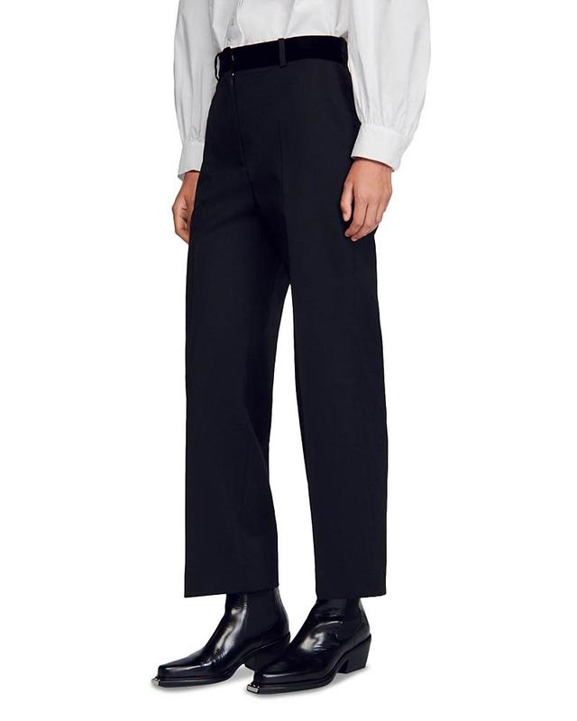 Sandro Poete Velvet Waist Straight Leg Pants Product Image