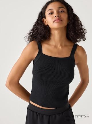 Womens Washable Knit Ribbed Camisole Top Black XS UNIQLO US Product Image