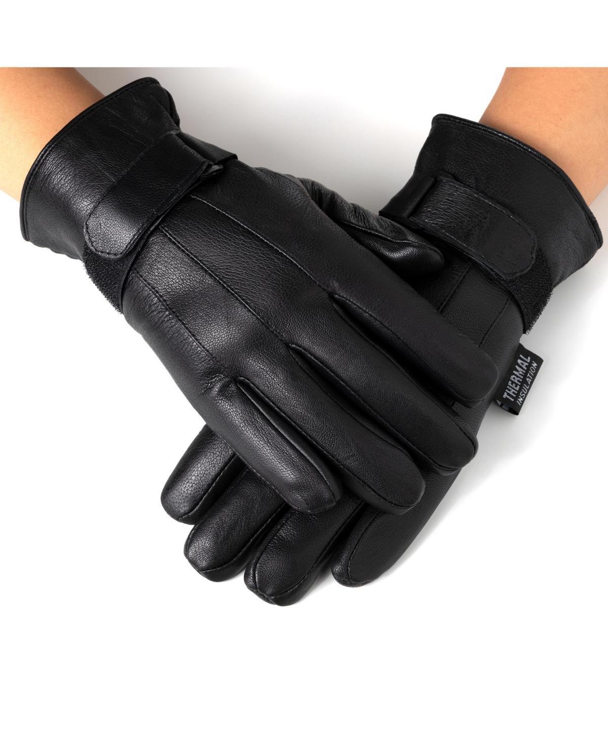 Alpine Swiss Mens Gloves Dressy Genuine Leather Warm Thermal Lined Wrist Strap Product Image