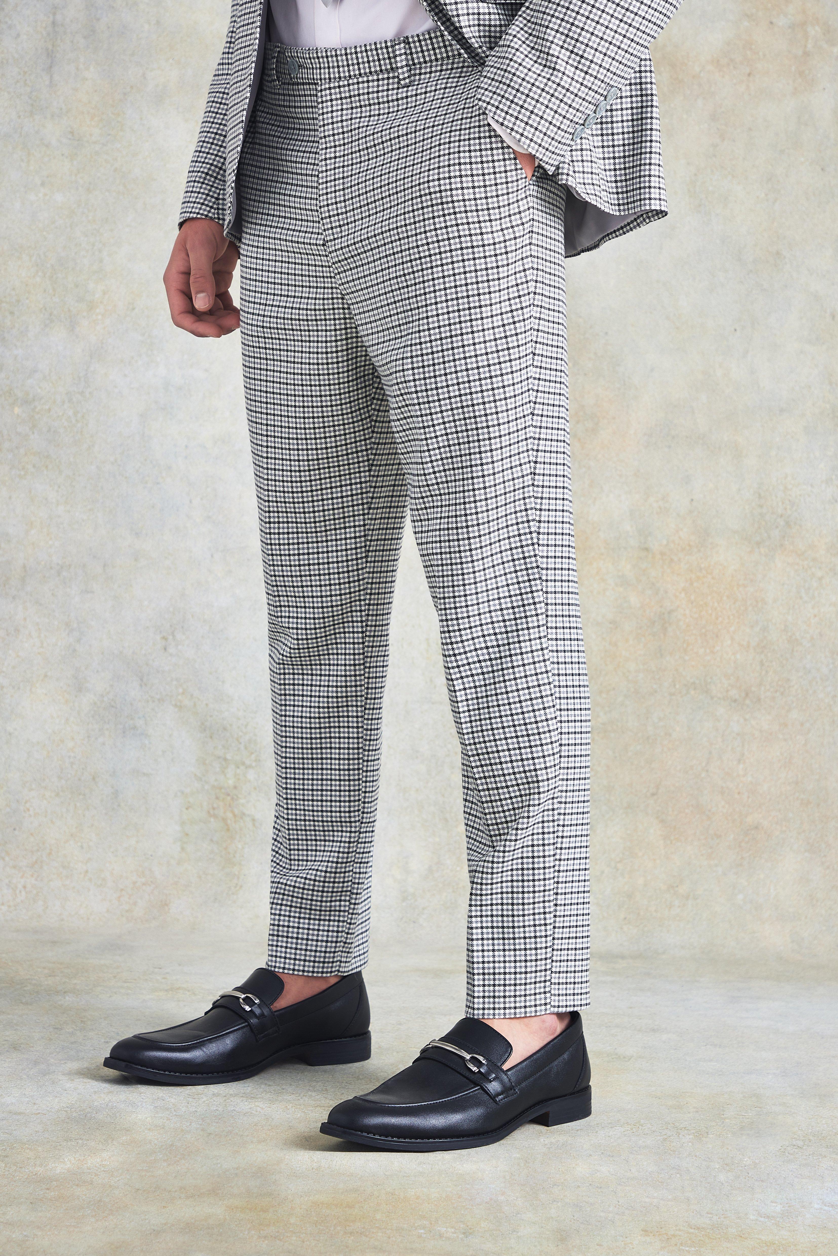 Tapered Check Suit Pants | boohooMAN USA product image