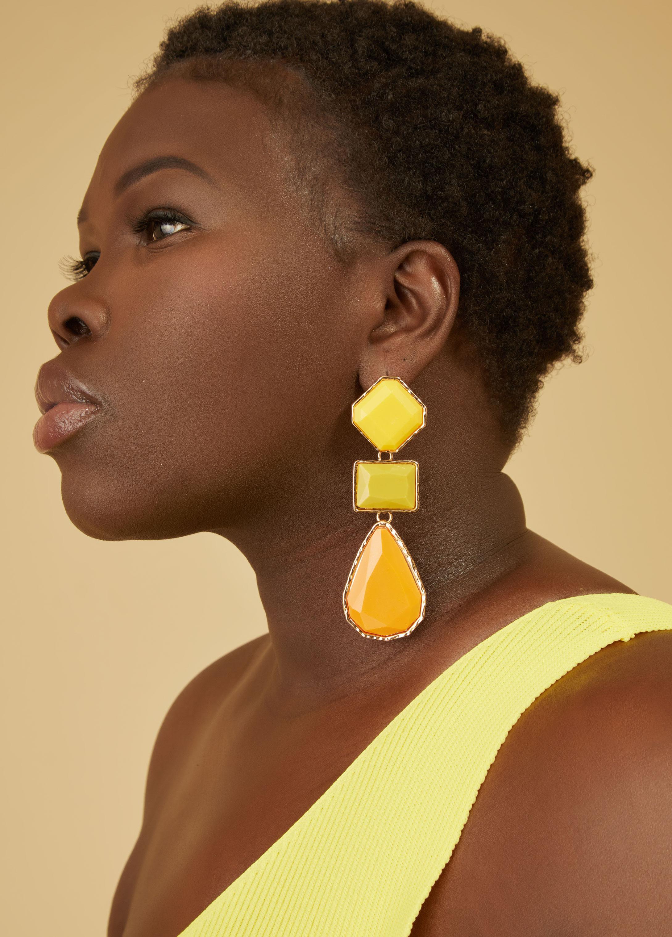 Plus Size Geometric Stone Earrings Ashley Stewart Product Image