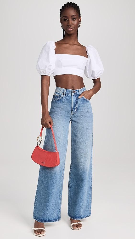 Susana Monaco Poplin Puff Sleeve Crop Top | Shopbop Product Image