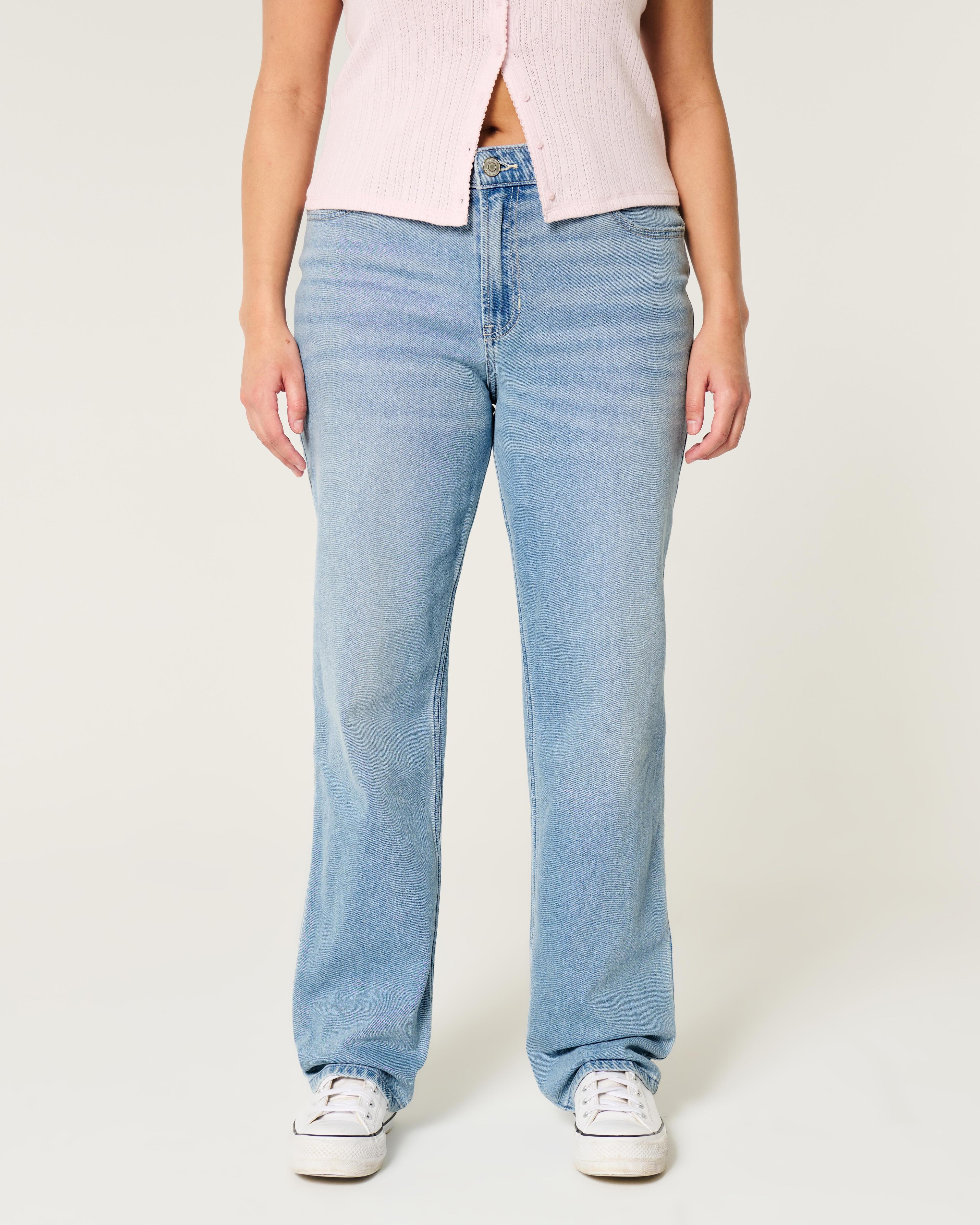 High-Rise Light Wash Straight Jeans Product Image