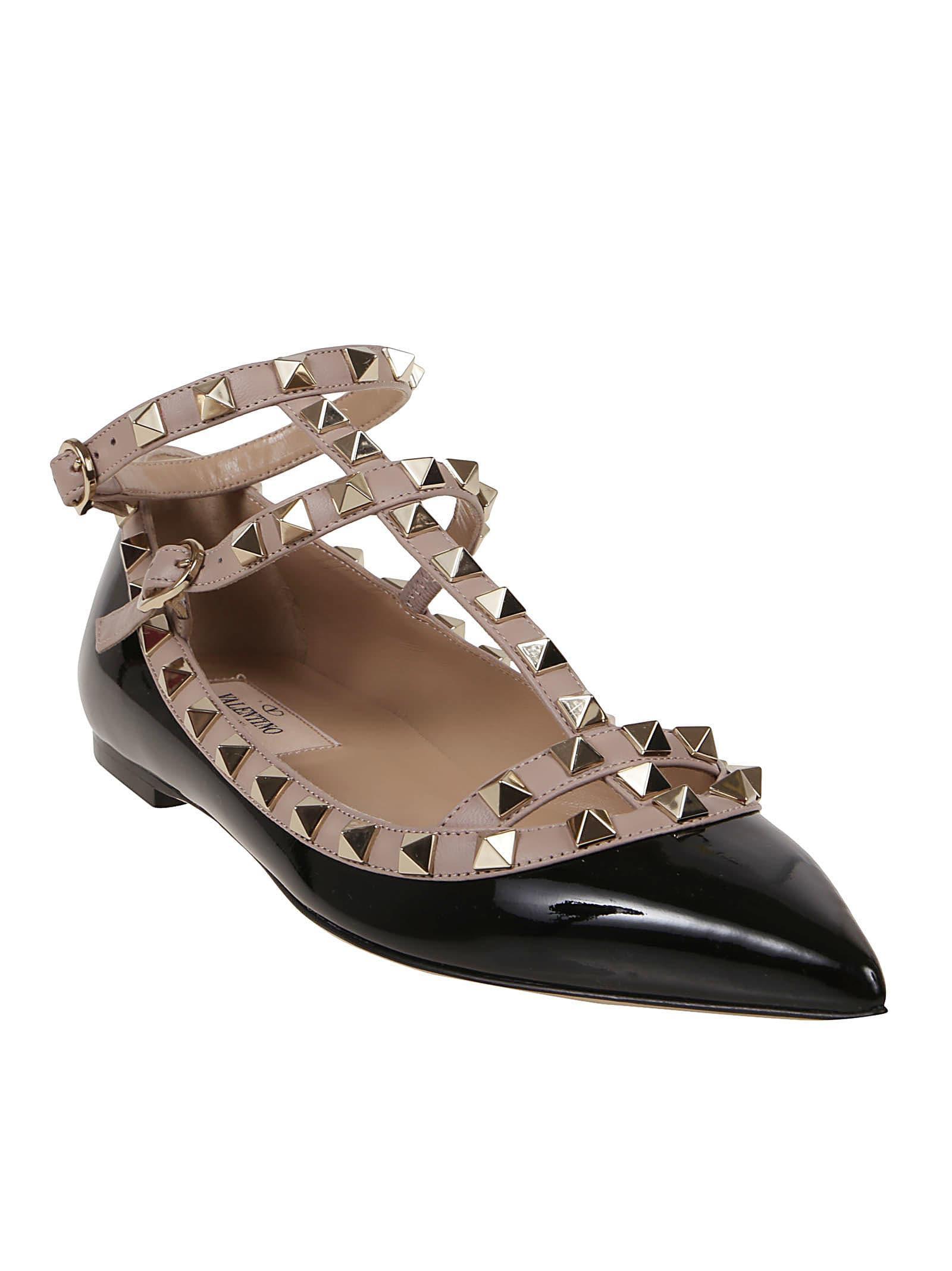 VALENTINO GARAVANI Rockstud Ballerina Patent Leather Shoes In Black Product Image