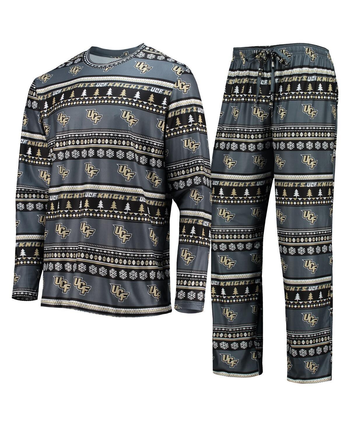 Mens Concepts Sport Charcoal UCF Knights Ugly Sweater Long Sleeve T-Shirt and Pants Sleep Set Product Image