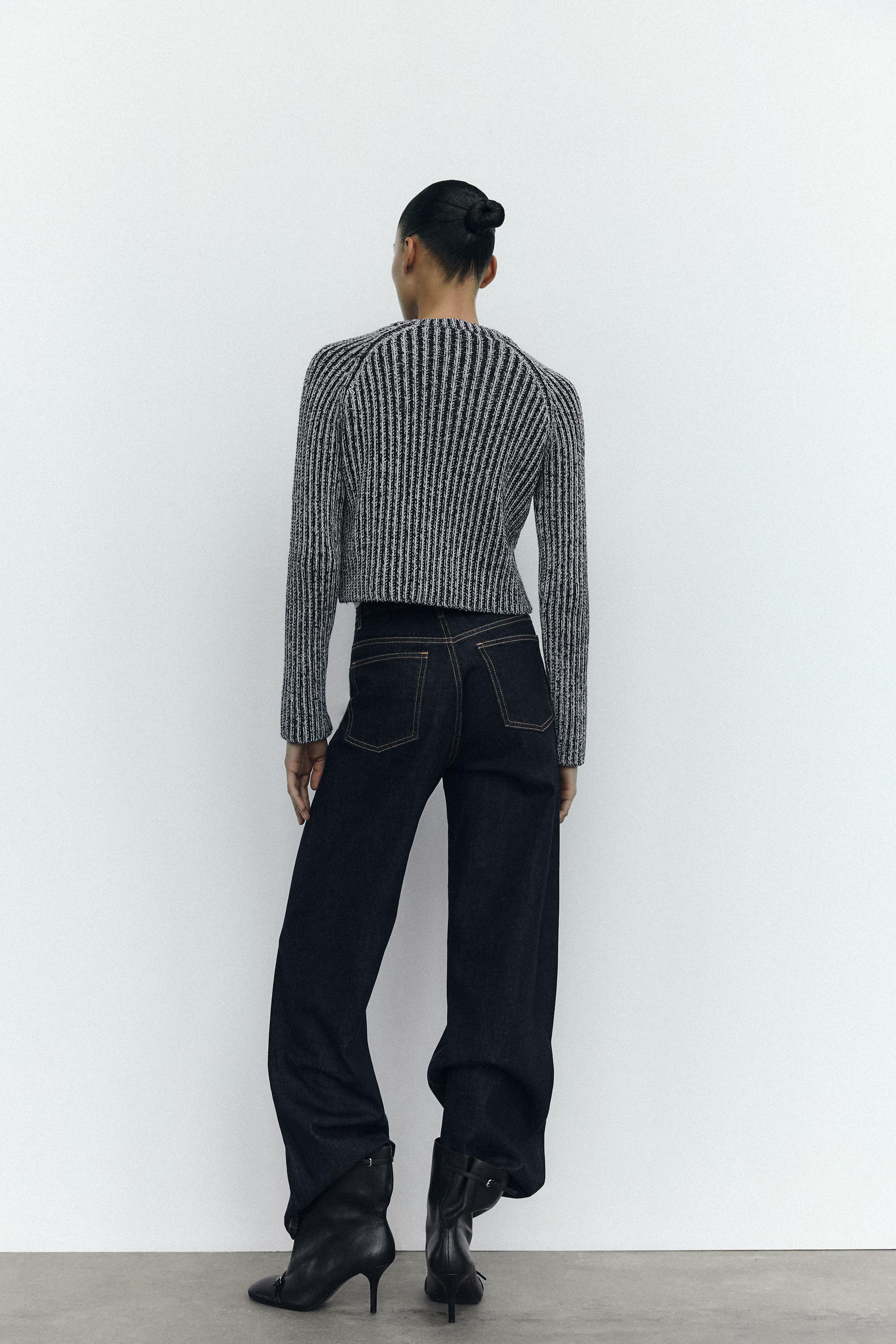 CROP RIBBED KNIT SWEATER Product Image