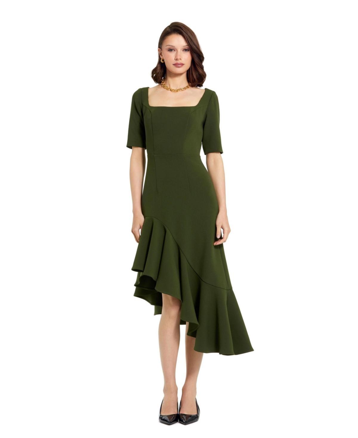 Womens Crepe Asymmetric Midi-Dress Product Image